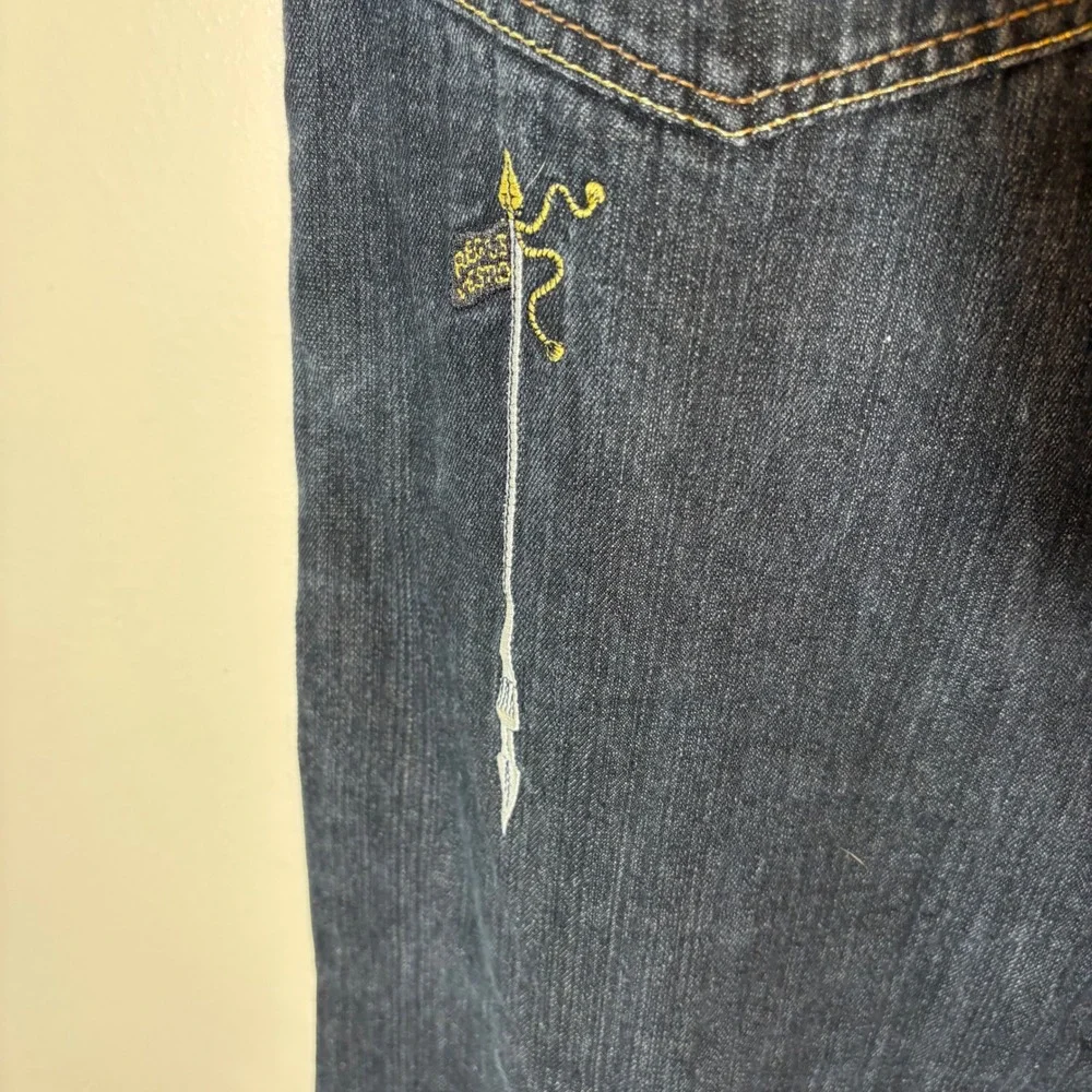 Crown Holder Embroidered Dark Wash Jeans‎ Size 38 Crest & Royal Embellishments